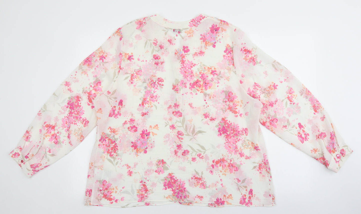Marks and Spencer Womens Multicoloured Floral Polyester Basic Blouse Size 20 V-Neck