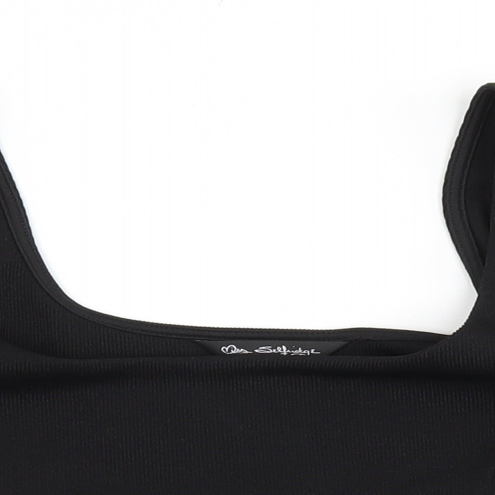 Miss Selfridge Womens Black Polyester Cropped Blouse Size 10 Square Neck