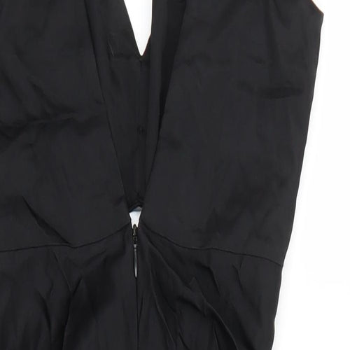 Zara Womens Black Polyester Mini Size XS V-Neck Zip