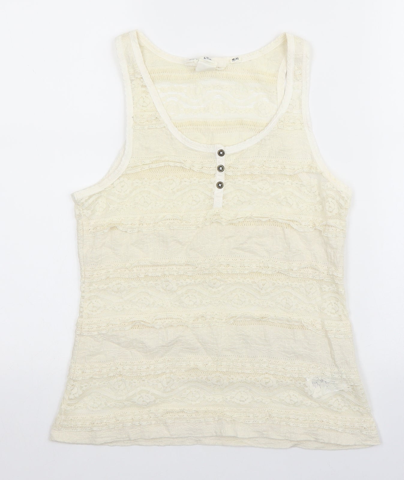 H&M Womens Ivory Cotton Basic Tank Size S Scoop Neck