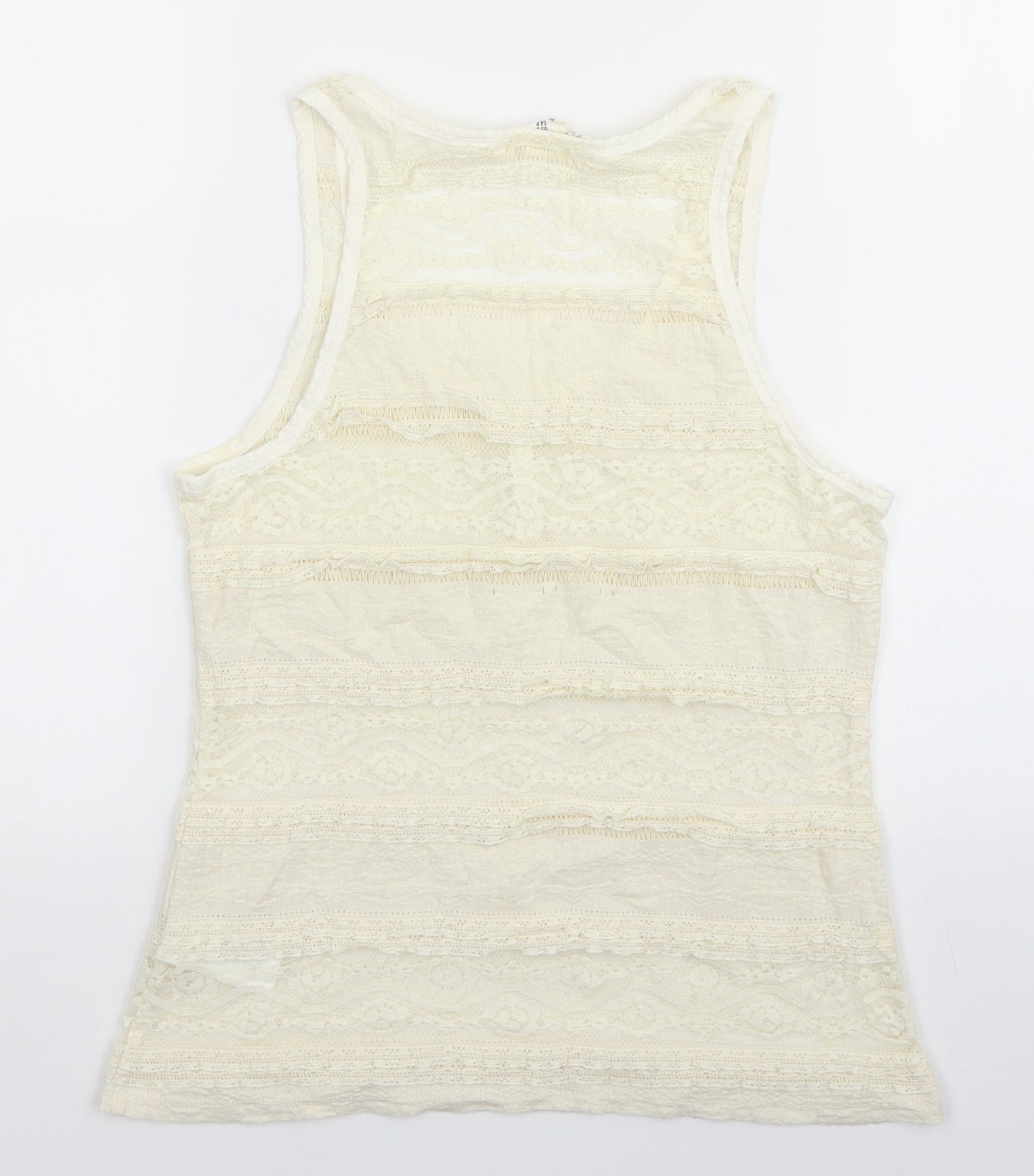 H&M Womens Ivory Cotton Basic Tank Size S Scoop Neck