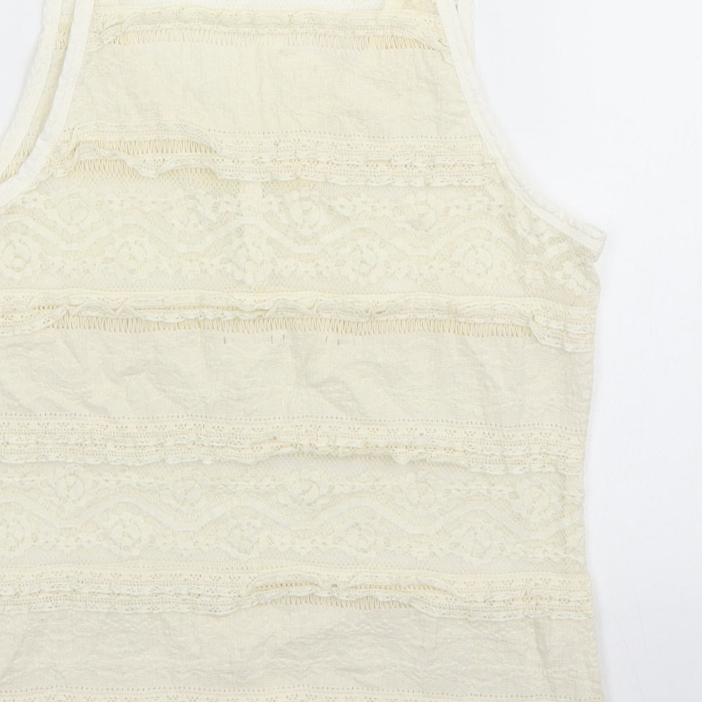 H&M Womens Ivory Cotton Basic Tank Size S Scoop Neck