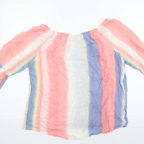 NEXT Womens Multicoloured Striped Viscose Basic Blouse Size 10 Off the Shoulder