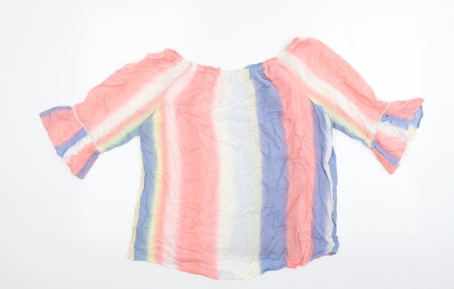NEXT Womens Multicoloured Striped Viscose Basic Blouse Size 10 Off the Shoulder