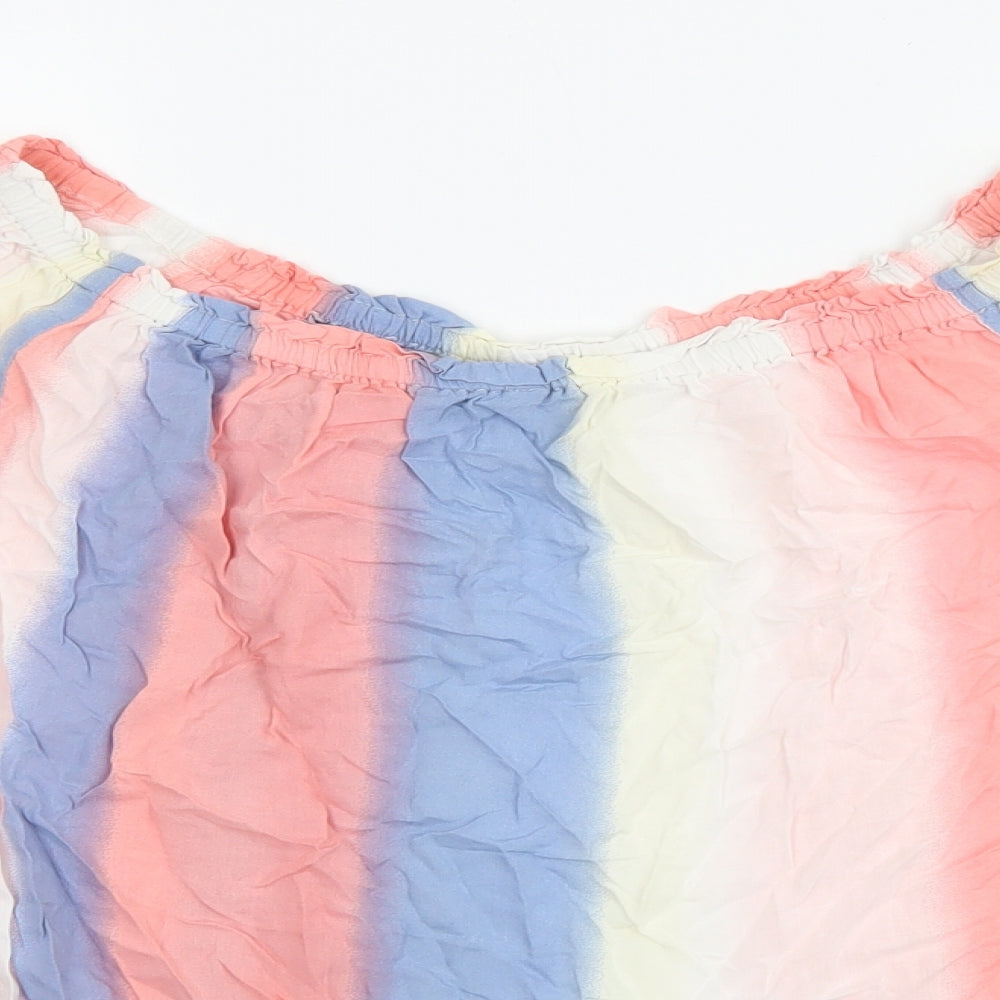 NEXT Womens Multicoloured Striped Viscose Basic Blouse Size 10 Off the Shoulder