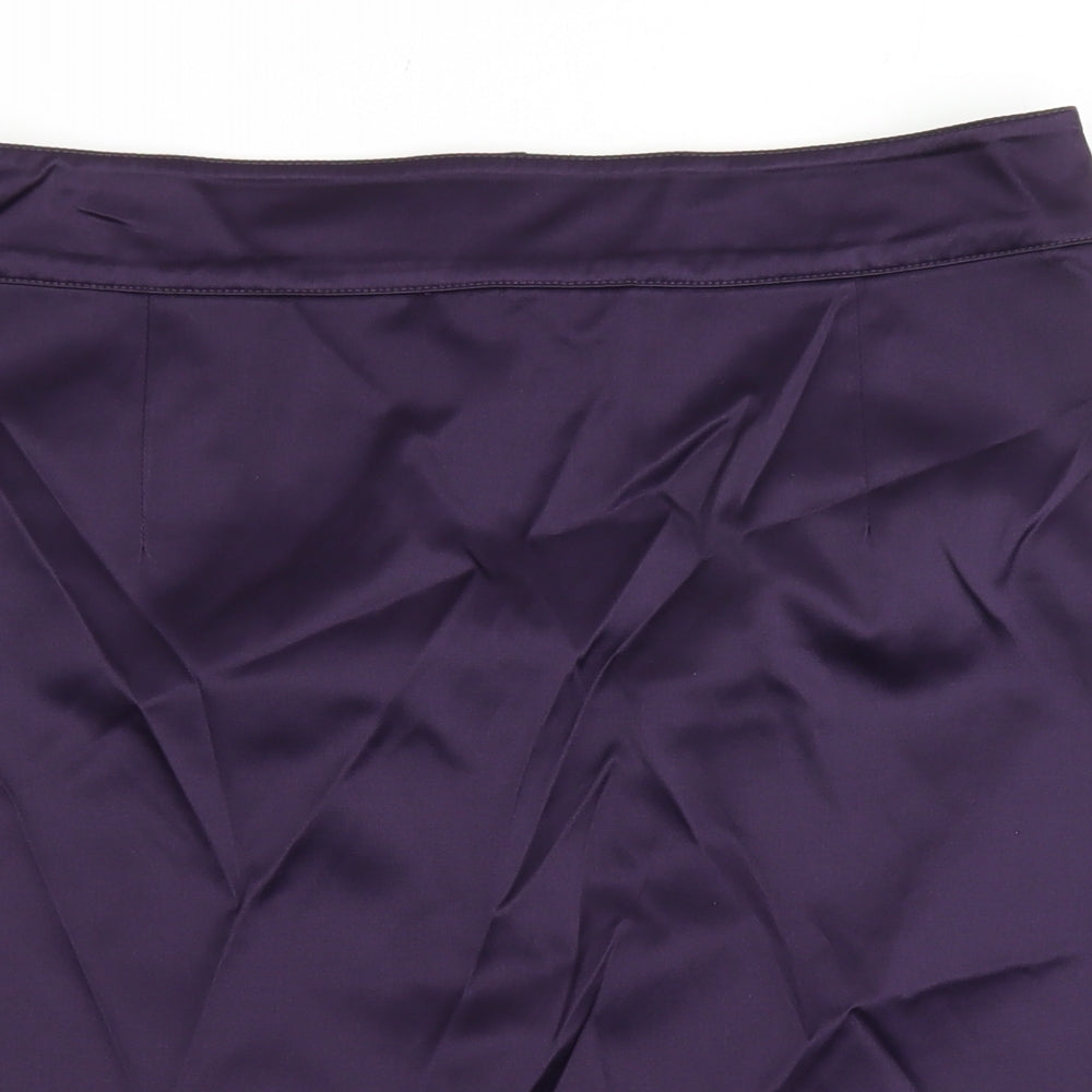 H&M Womens Purple Polyester A-Line Skirt Size 12 Zip