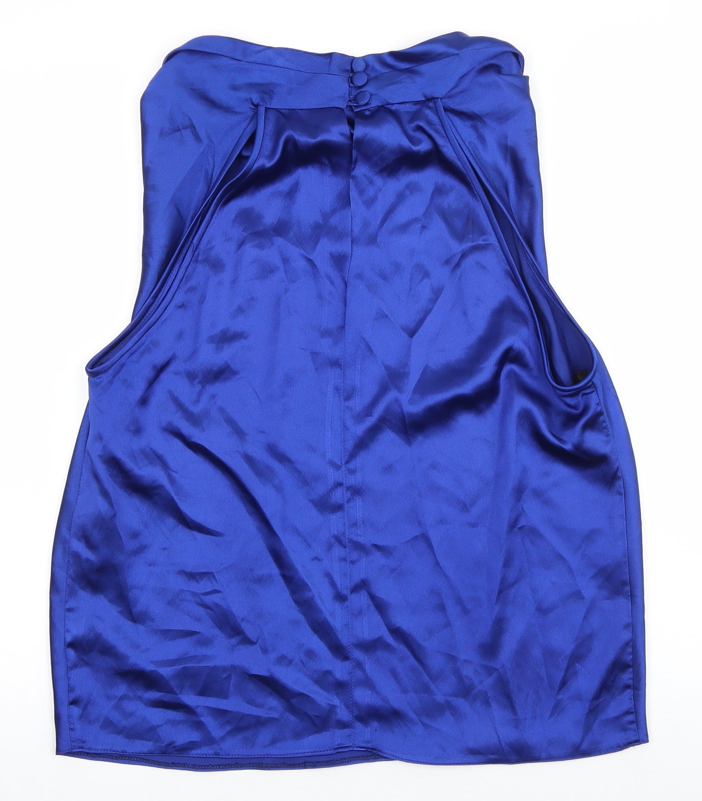 Gina Bacconi Womens Blue Polyester Basic Blouse Size 14 Cowl Neck