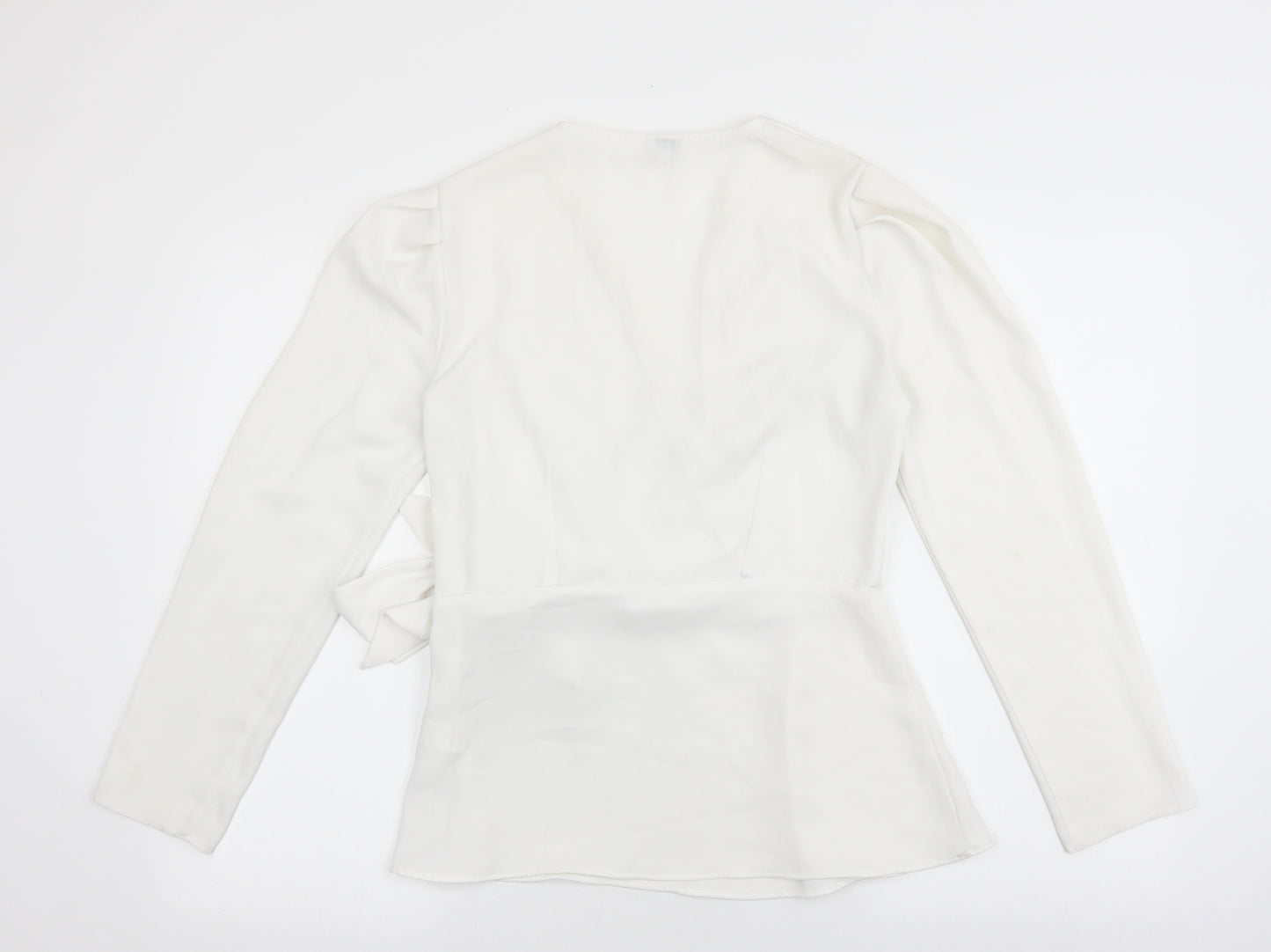 River Island Womens White Polyester Wrap Blouse Size 10 V-Neck