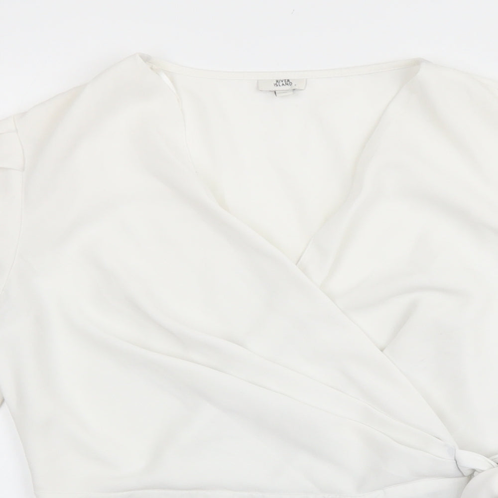 River Island Womens White Polyester Wrap Blouse Size 10 V-Neck