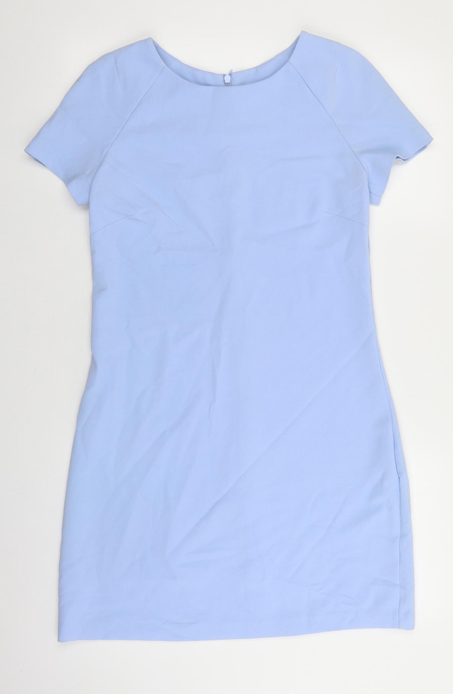 Dorothy Perkins Womens Blue Polyester Shift Size 10 Boat Neck Zip