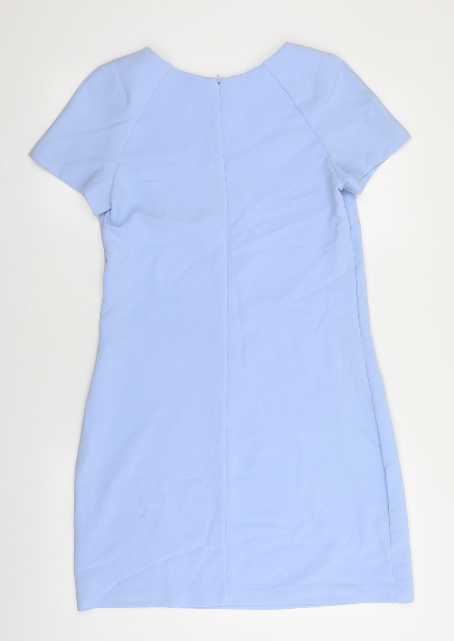 Dorothy Perkins Womens Blue Polyester Shift Size 10 Boat Neck Zip