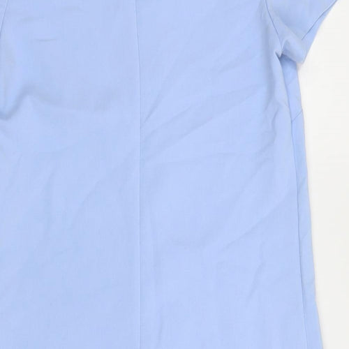 Dorothy Perkins Womens Blue Polyester Shift Size 10 Boat Neck Zip