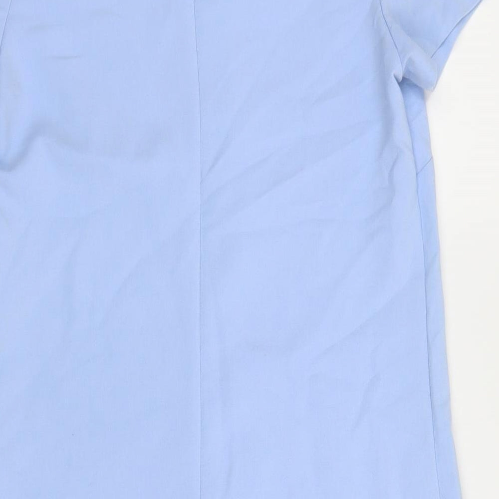 Dorothy Perkins Womens Blue Polyester Shift Size 10 Boat Neck Zip