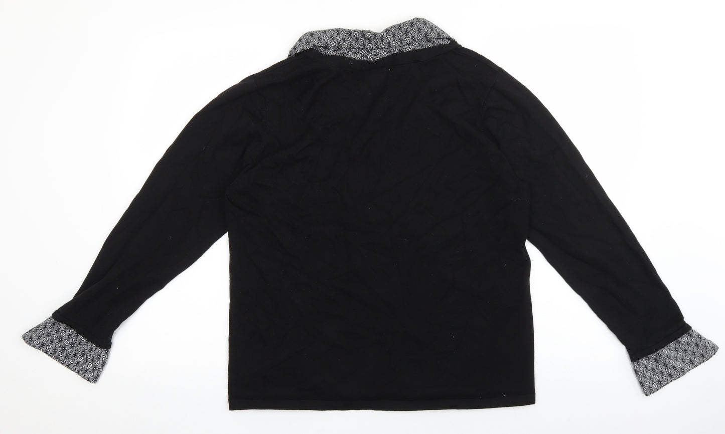 Notations Womens Black Nylon Basic Blouse Size XL Collared