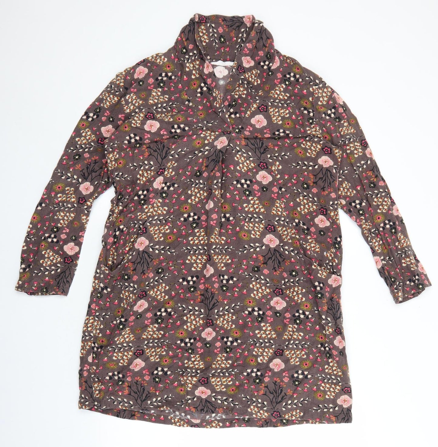 Nomads Womens Brown Floral Viscose Tunic Blouse Size 14 Collared