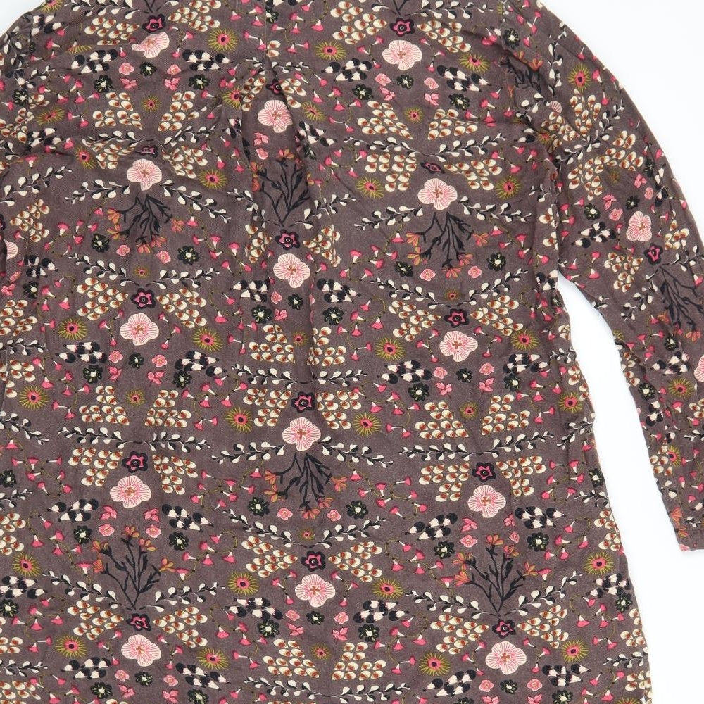 Nomads Womens Brown Floral Viscose Tunic Blouse Size 14 Collared