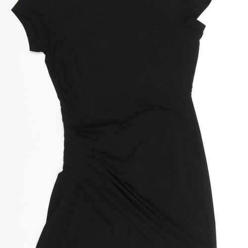 NEXT Womens Black Polyester Mini Size 10 Boat Neck Button