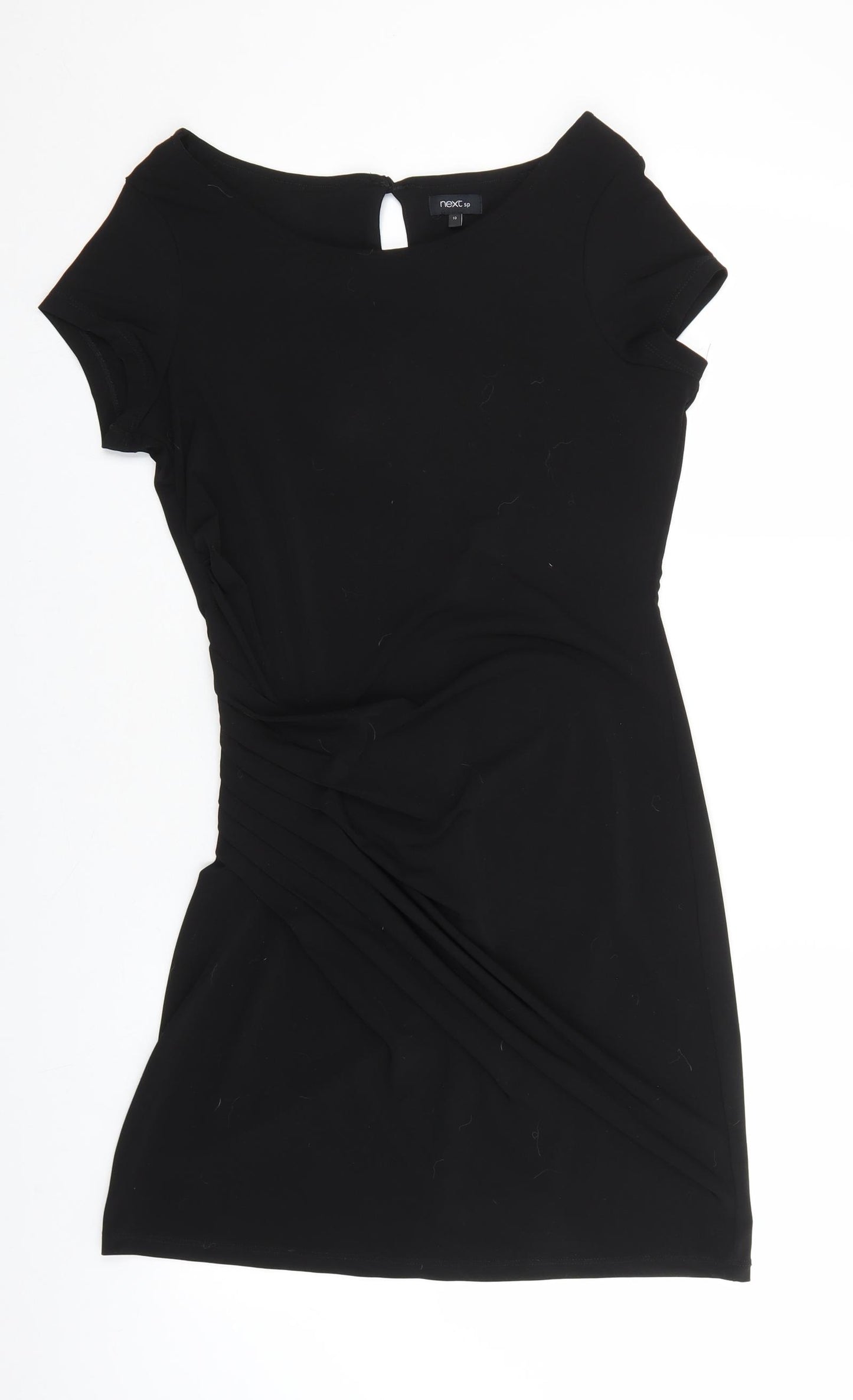 NEXT Womens Black Polyester Mini Size 10 Boat Neck Button