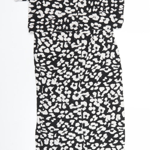 ASOS Womens Black Geometric Viscose Pencil Dress Size 10 Round Neck Pullover