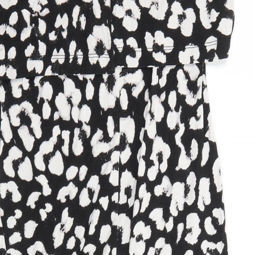 ASOS Womens Black Geometric Viscose Pencil Dress Size 10 Round Neck Pullover