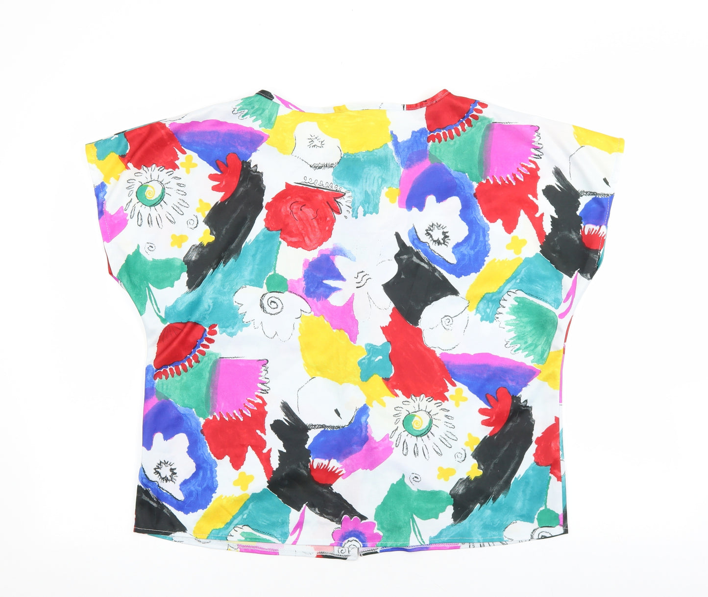 Mark Anthony Womens Multicoloured Geometric Polyester Basic Blouse Size 44 Boat Neck