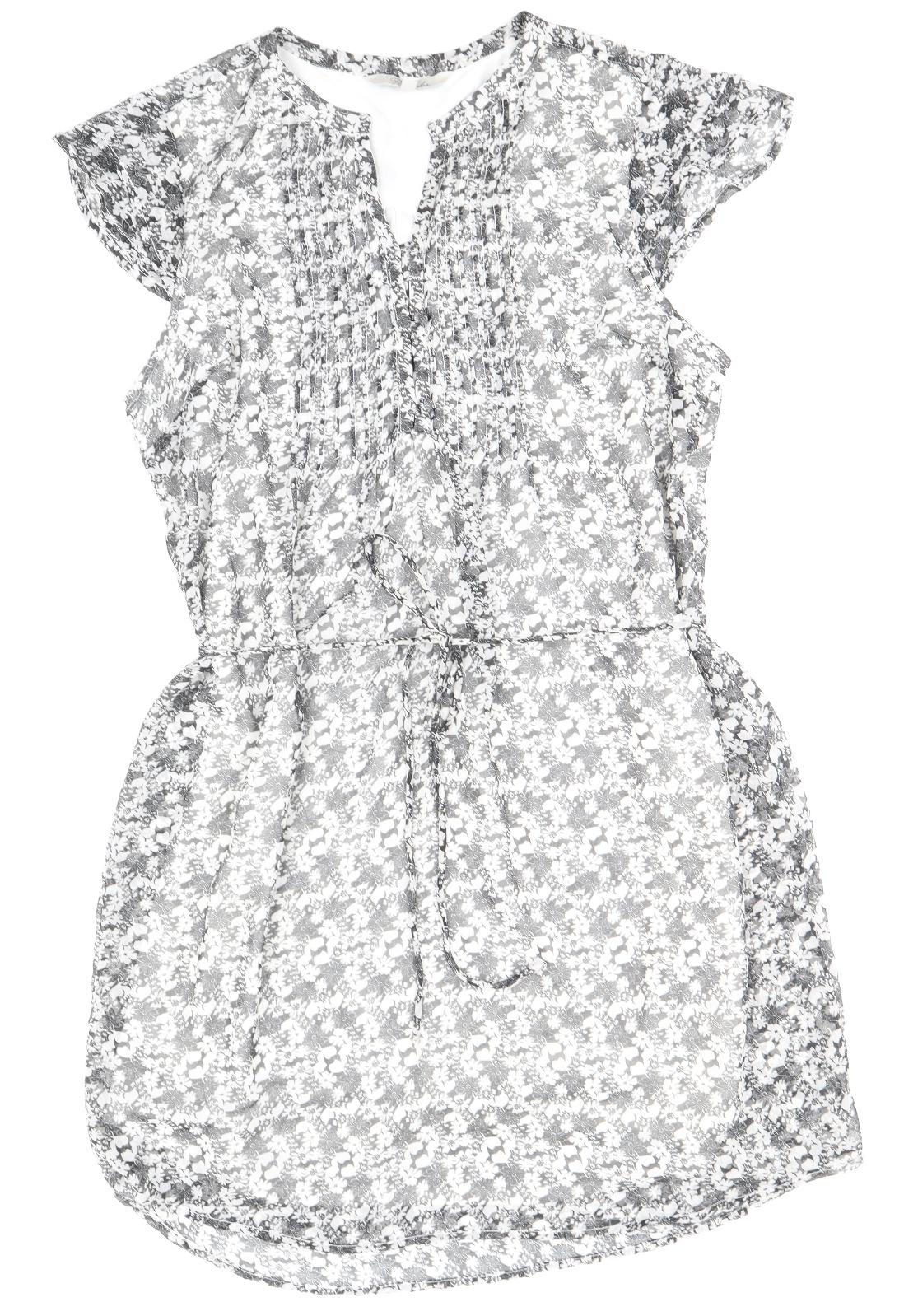 Peacocks Womens Grey Geometric Polyester Mini Size 12 V-Neck Button