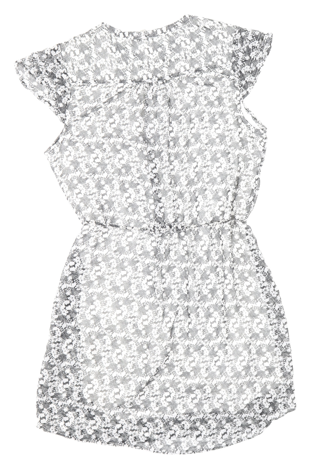 Peacocks Womens Grey Geometric Polyester Mini Size 12 V-Neck Button