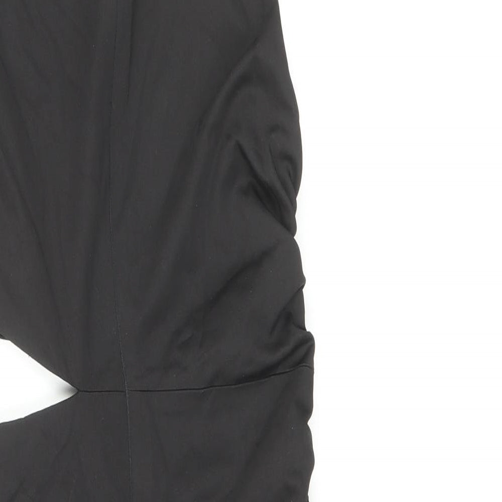 Zara Womens Black Cotton Mini Size S Round Neck Zip
