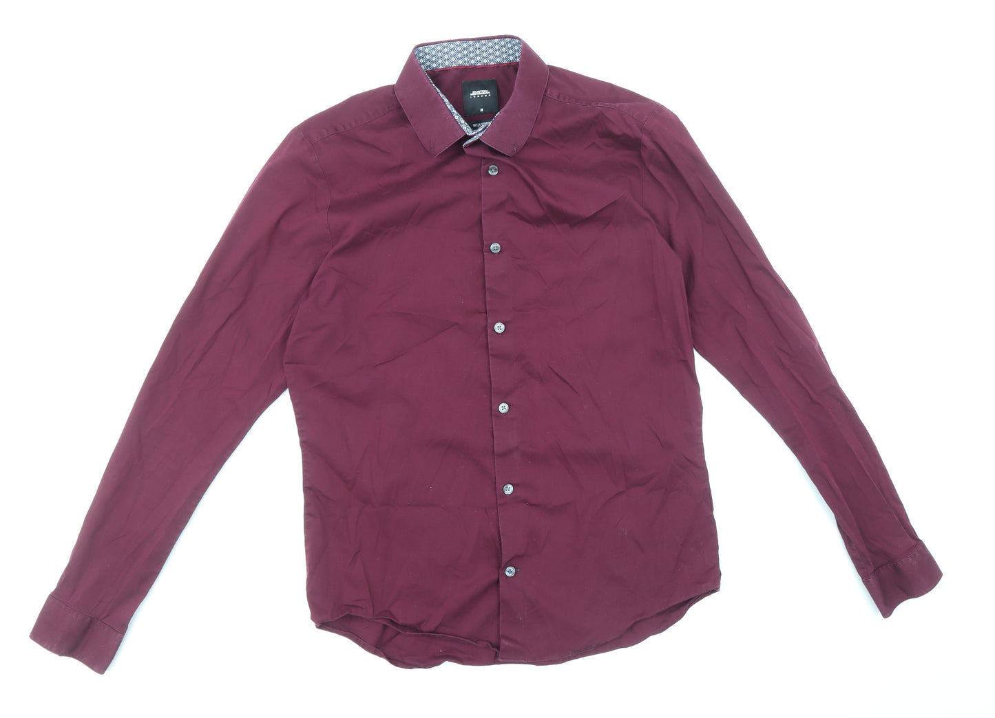 Burton Mens Purple Cotton Dress Shirt Size M Collared Buckle