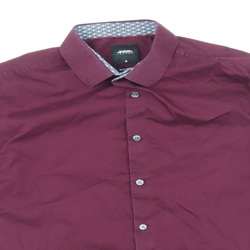 Burton Mens Purple Cotton Dress Shirt Size M Collared Buckle