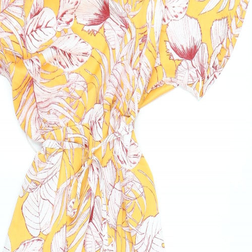 Glamorous Womens Yellow Floral Polyester Jumpsuit One-Piece Size 6 Zip