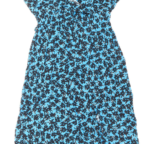 New Look Maternity Womens Blue Floral Viscose A-Line Size 10 Scoop Neck Pullover