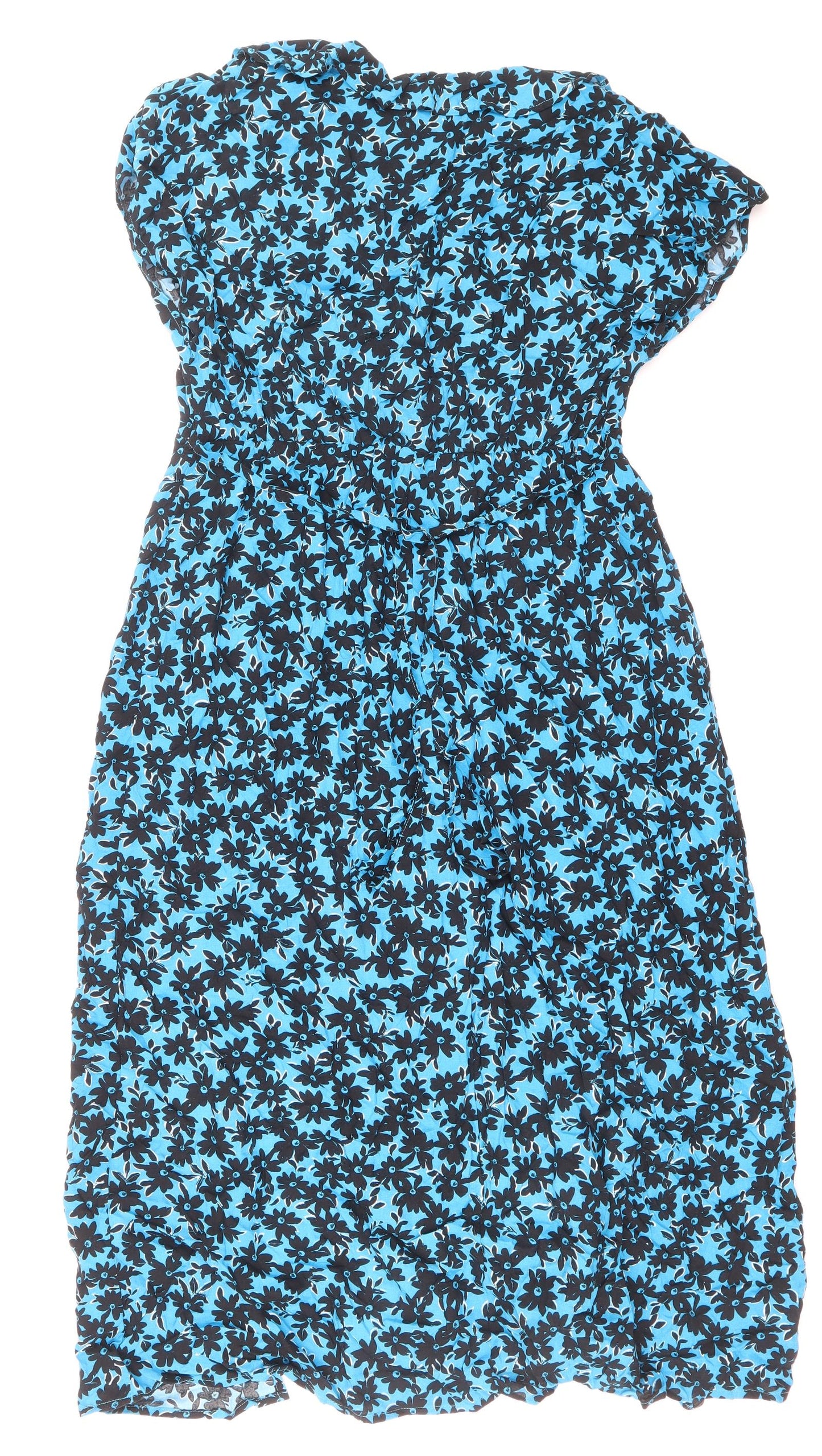 New Look Maternity Womens Blue Floral Viscose A-Line Size 10 Scoop Neck Pullover