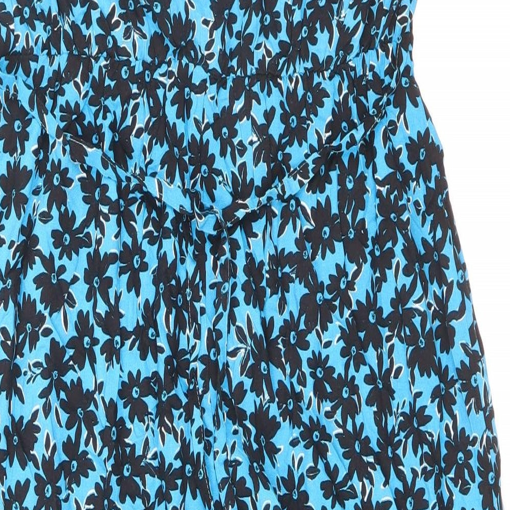New Look Maternity Womens Blue Floral Viscose A-Line Size 10 Scoop Neck Pullover