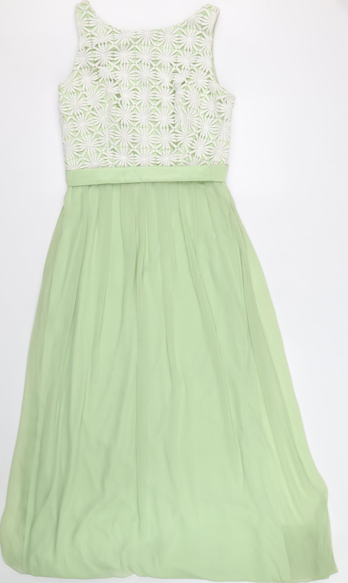 Heaven Bridal Womens Green Polyester Ball Gown Size 14 Boat Neck Zip - Lace Bodice