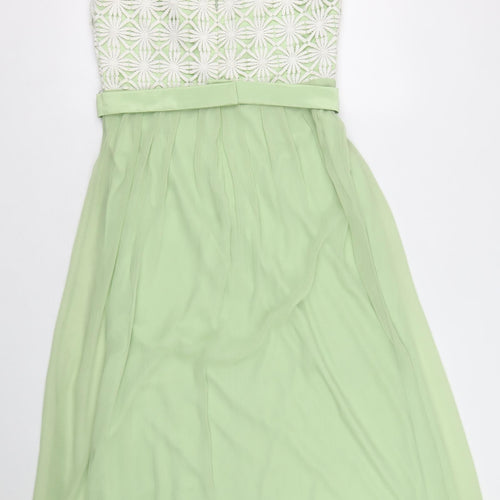 Heaven Bridal Womens Green Polyester Ball Gown Size 14 Boat Neck Zip - Lace Bodice