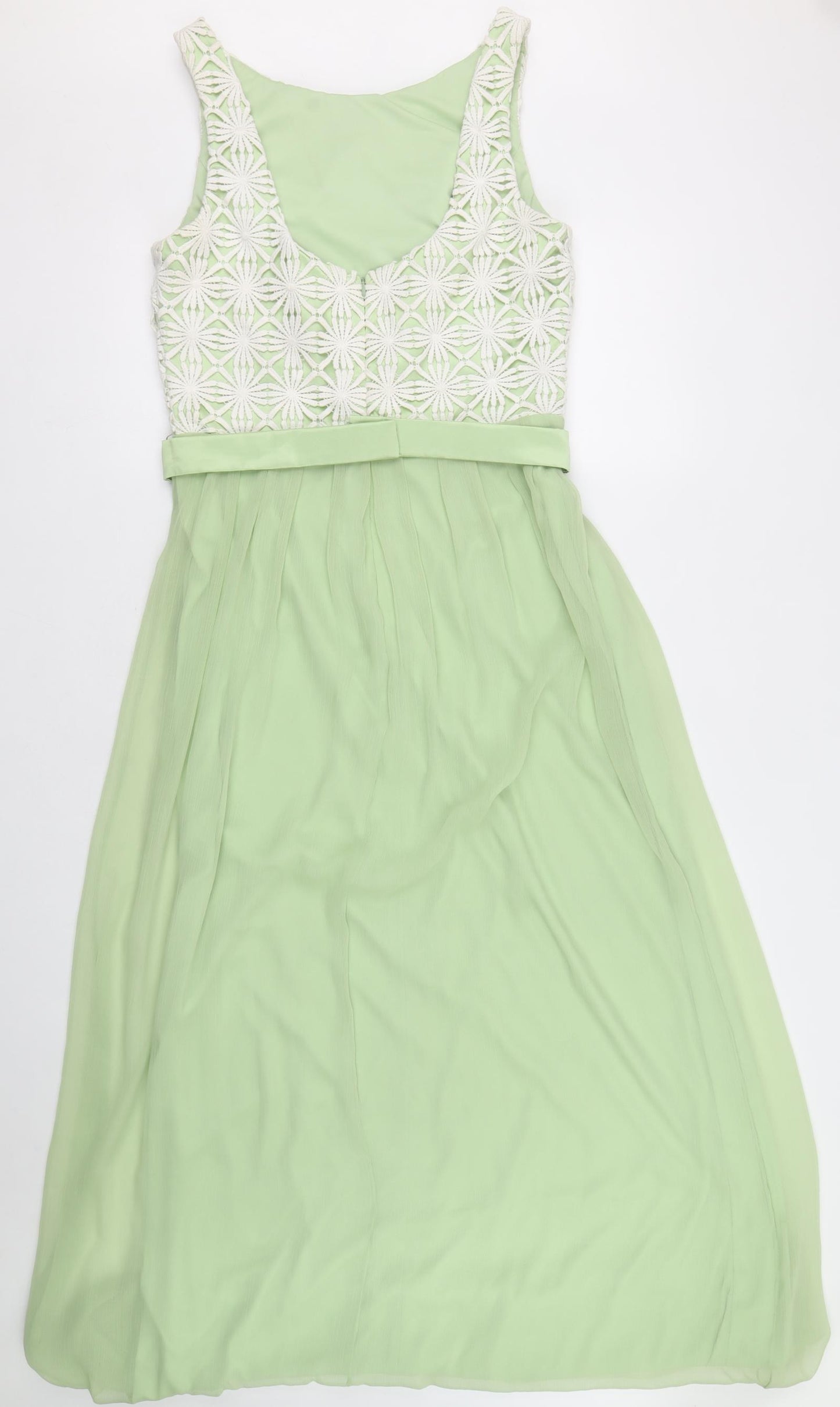 Heaven Bridal Womens Green Polyester Ball Gown Size 14 Boat Neck Zip - Lace Bodice