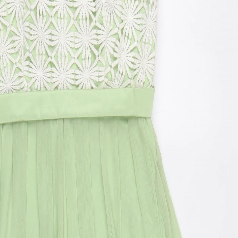 Heaven Bridal Womens Green Polyester Ball Gown Size 14 Boat Neck Zip - Lace Bodice
