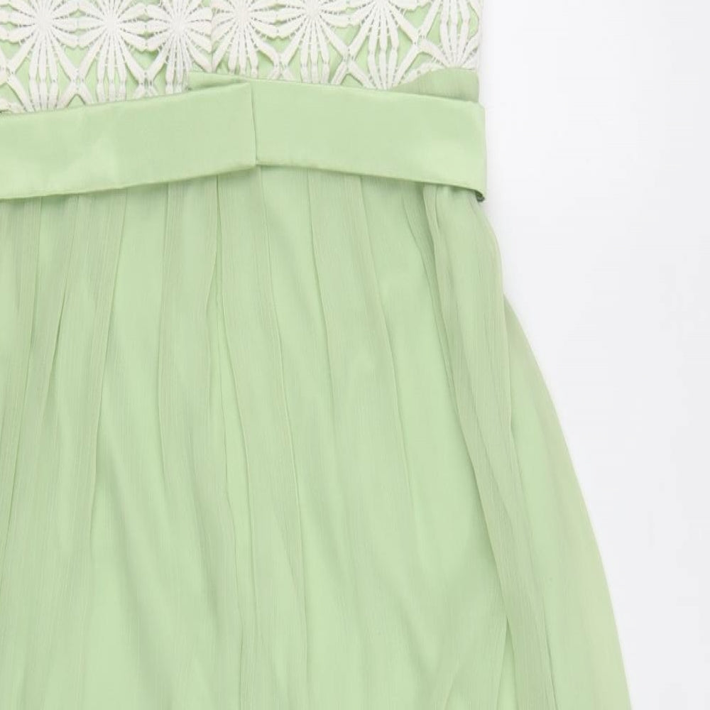 Heaven Bridal Womens Green Polyester Ball Gown Size 14 Boat Neck Zip - Lace Bodice