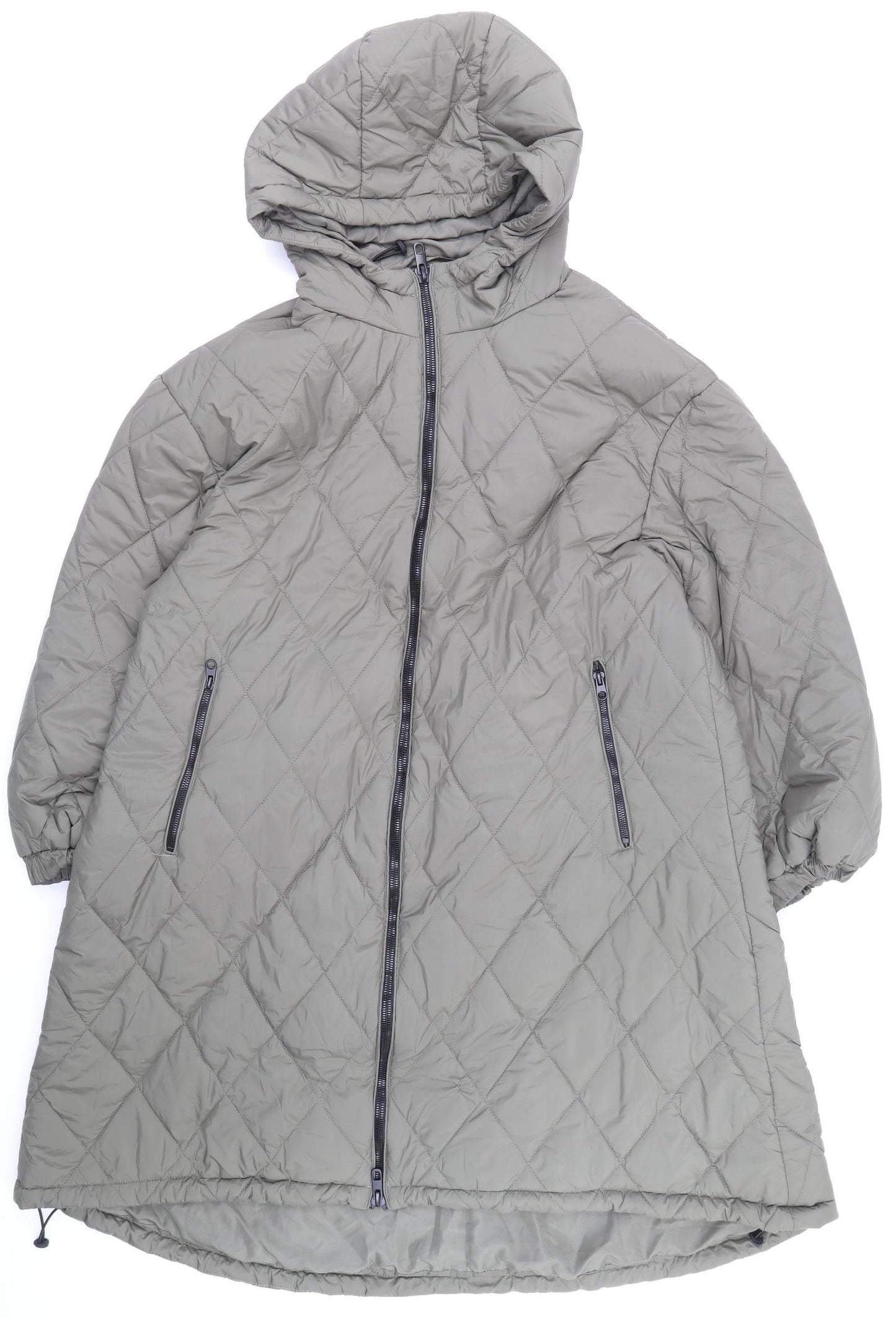 Zara Womens Green Quilted Coat Size XL Zip