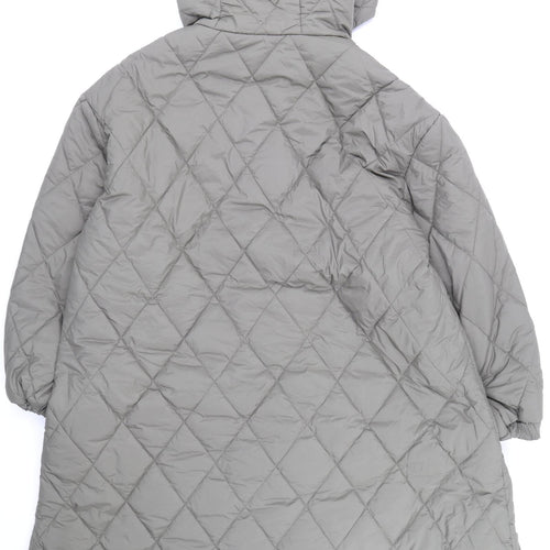 Zara Womens Green Quilted Coat Size XL Zip