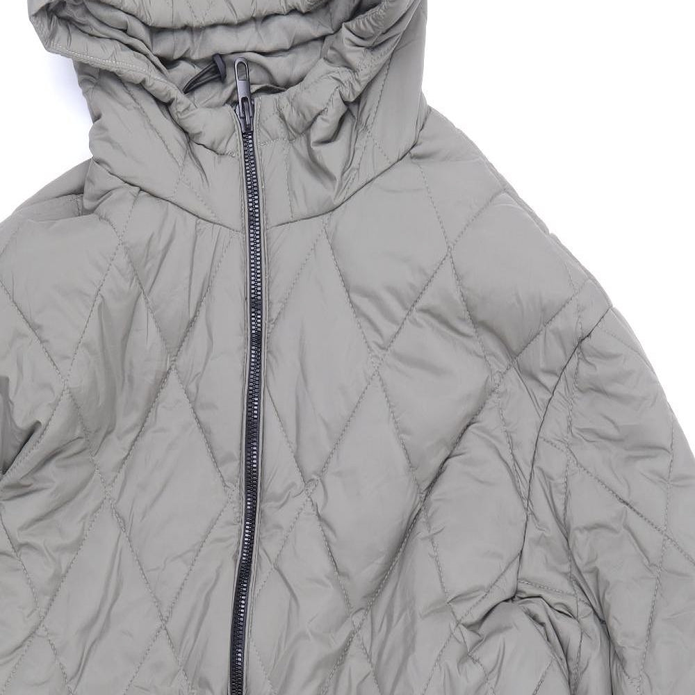 Zara Womens Green Quilted Coat Size XL Zip
