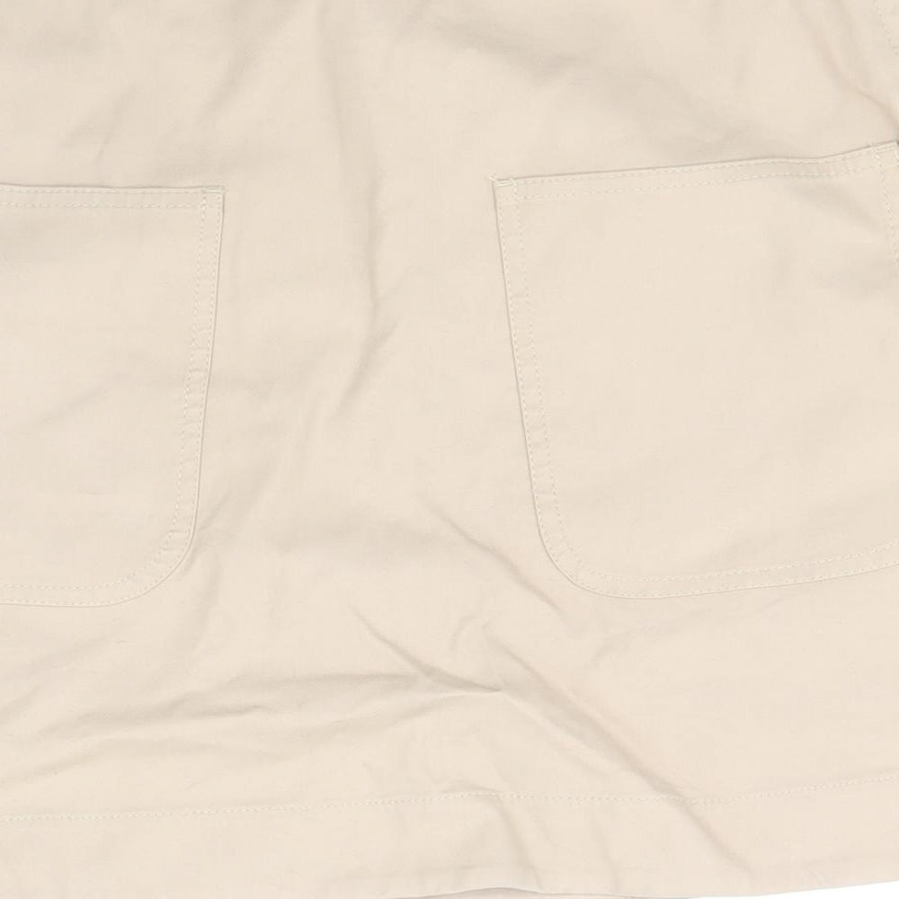 COS Womens Beige Cotton A-Line Skirt Size 8 Zip