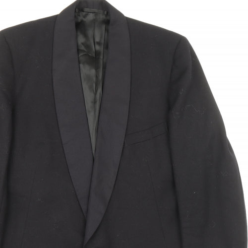 Preworn Mens Blue Polyester Jacket Suit Jacket Size 36