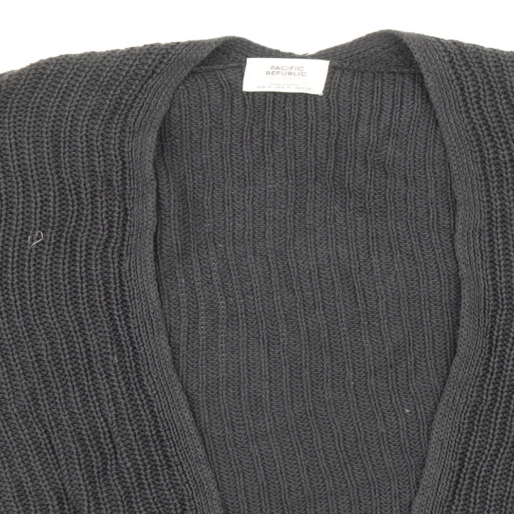 Pull&Bear Womens Grey V-Neck Cotton Cardigan Jumper Size M