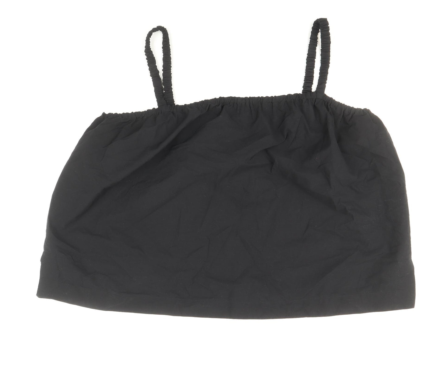 Marks and Spencer Womens Black Cotton Basic Tank Size 24 Square Neck