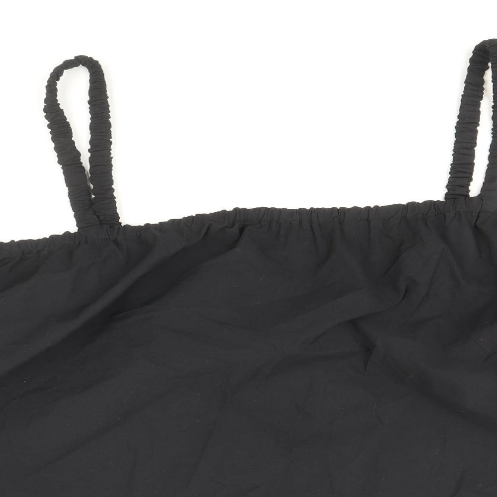 Marks and Spencer Womens Black Cotton Basic Tank Size 24 Square Neck