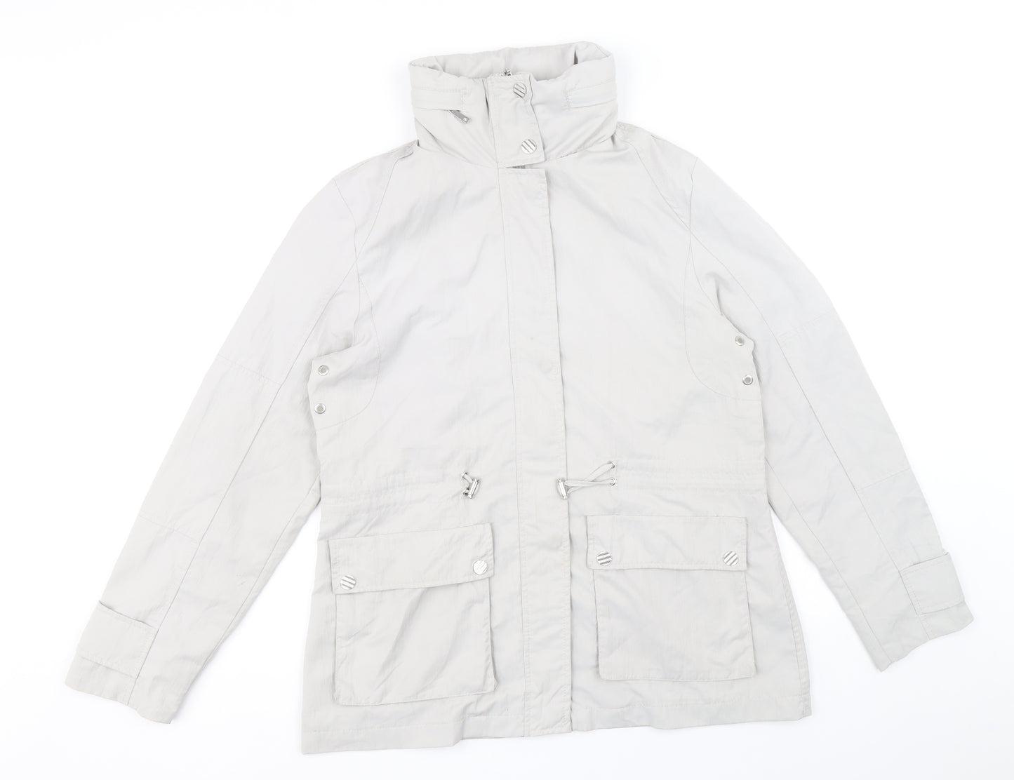 David Barry Womens Grey Rain Coat Coat Size 12 Zip