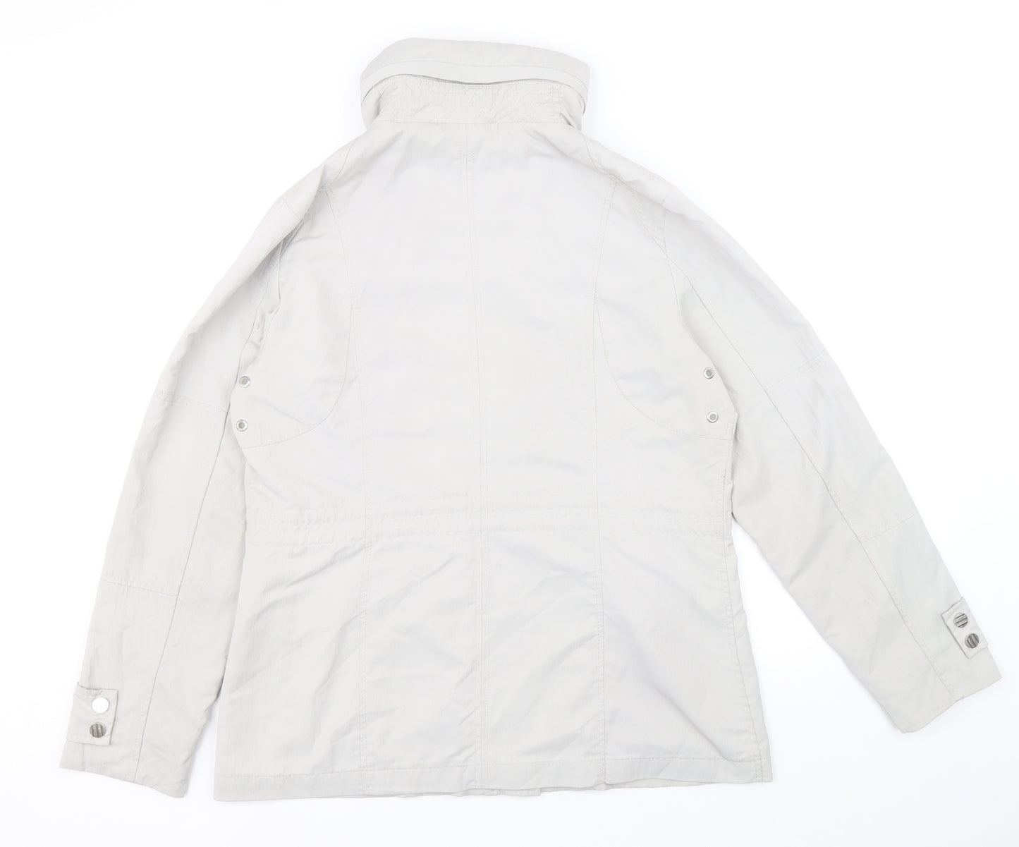 David Barry Womens Grey Rain Coat Coat Size 12 Zip