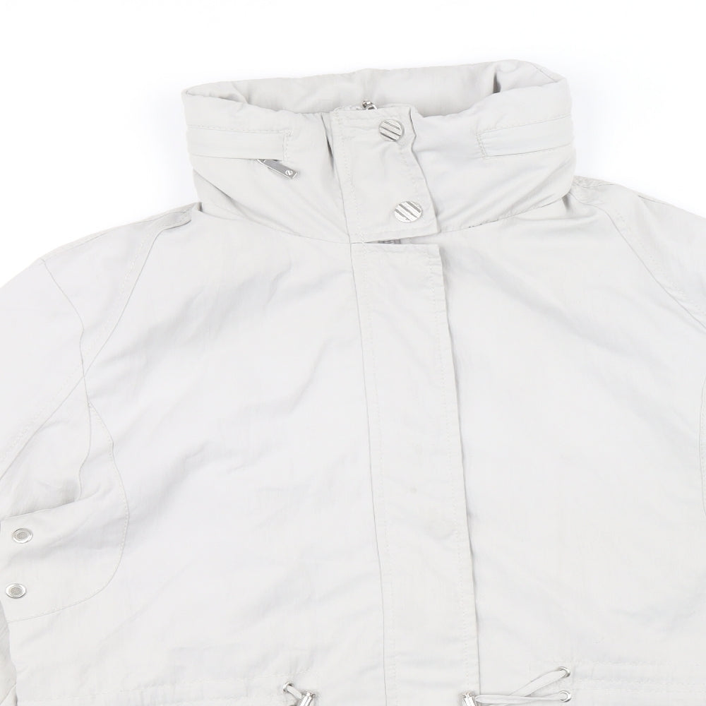 David Barry Womens Grey Rain Coat Coat Size 12 Zip